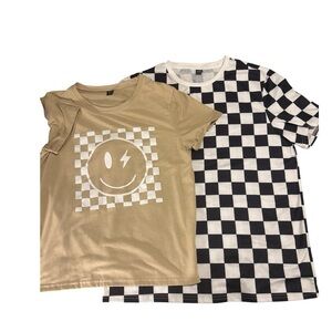 Checkered T-Shirts - Tan and Black